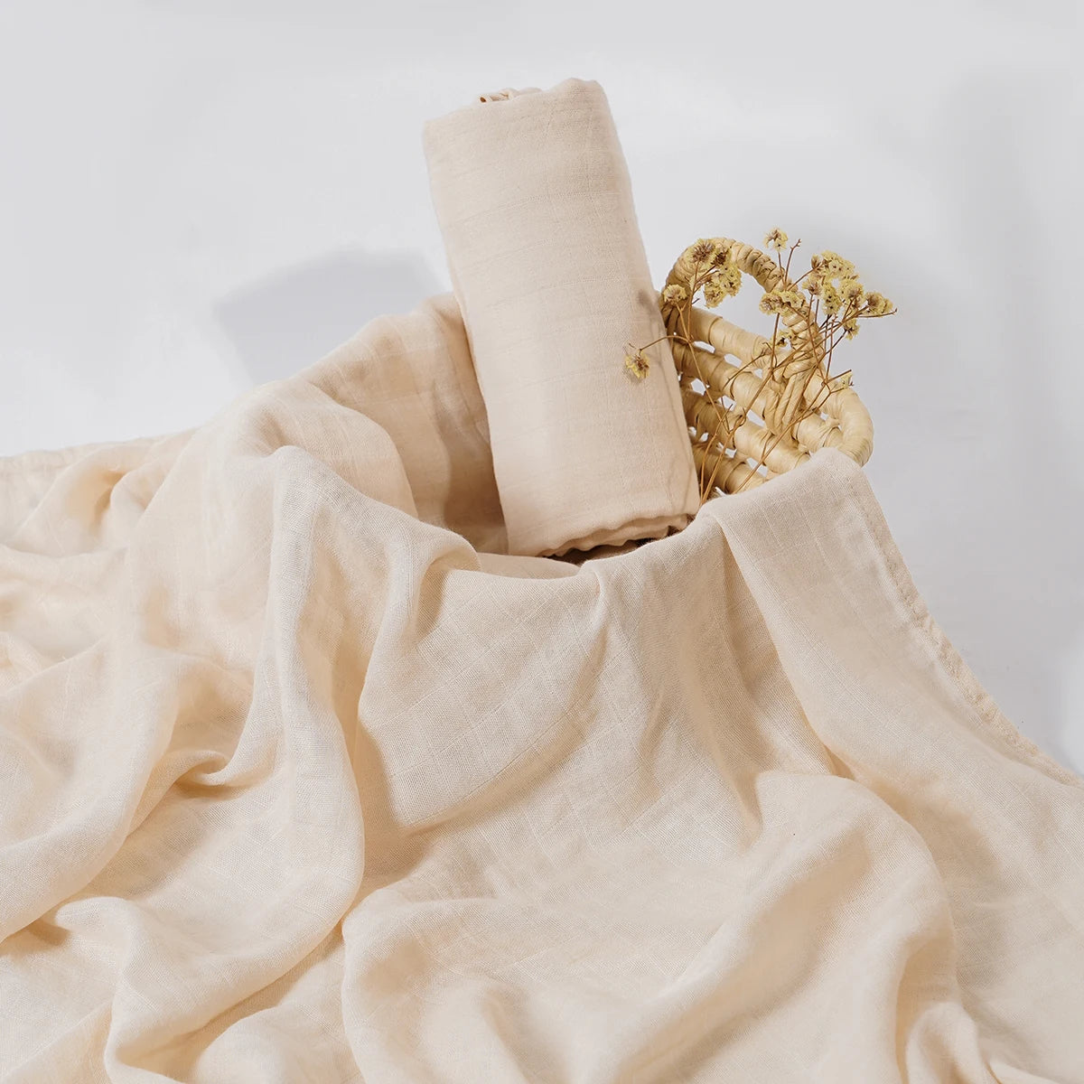Happy Flute 120x120CM Muslin Baby Blanket – Soft Cotton & Bamboo Swaddle Towel