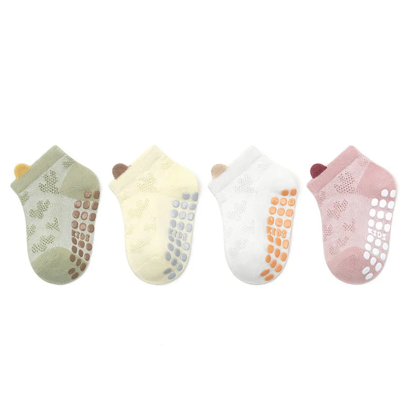 4 Pairs Baby Mesh Socks – Breathable Non-Slip Short Socks for Toddlers