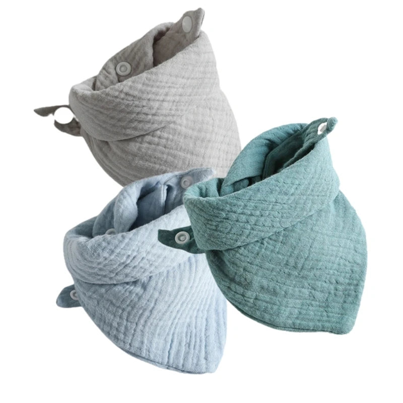 3PCS Baby Muslin Bibs – Soft Cotton Bandana Bibs for Drool & Feeding