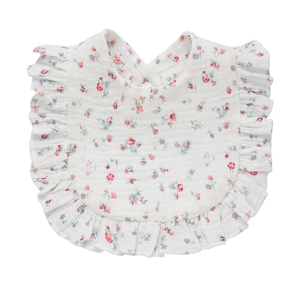 Newborn Baby Bibs – Soft Cotton Ruffle Floral Burp Cloths & Saliva Towels