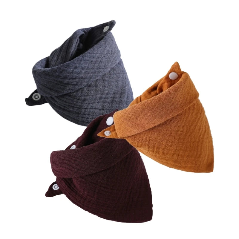 3PCS Baby Muslin Bibs – Soft Cotton Bandana Bibs for Drool & Feeding