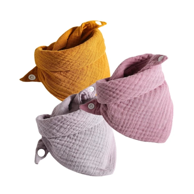 3PCS Baby Muslin Bibs – Soft Cotton Bandana Bibs for Drool & Feeding