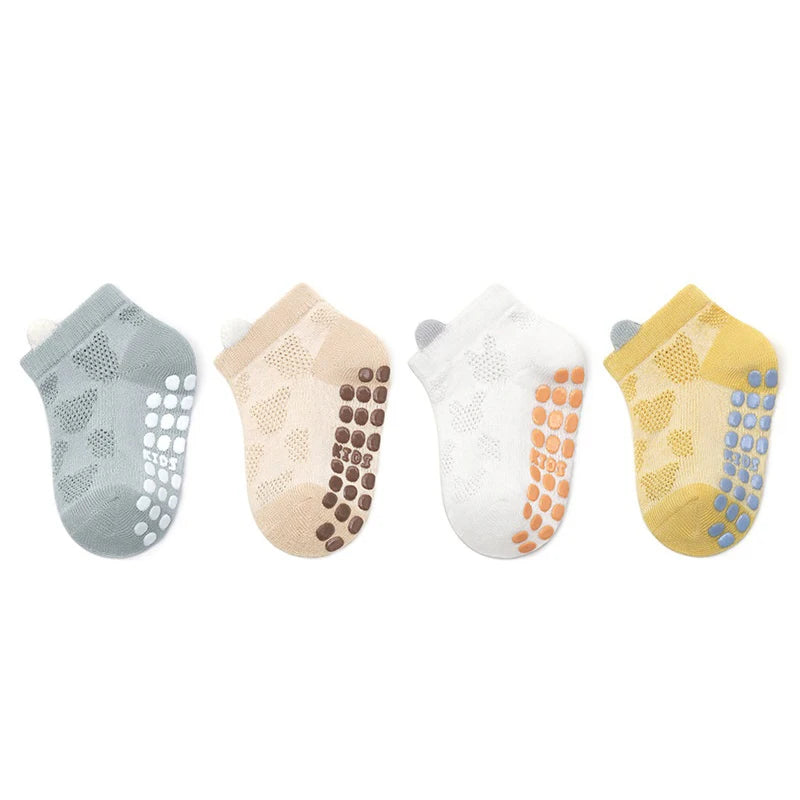 4 Pairs Baby Mesh Socks – Breathable Non-Slip Short Socks for Toddlers