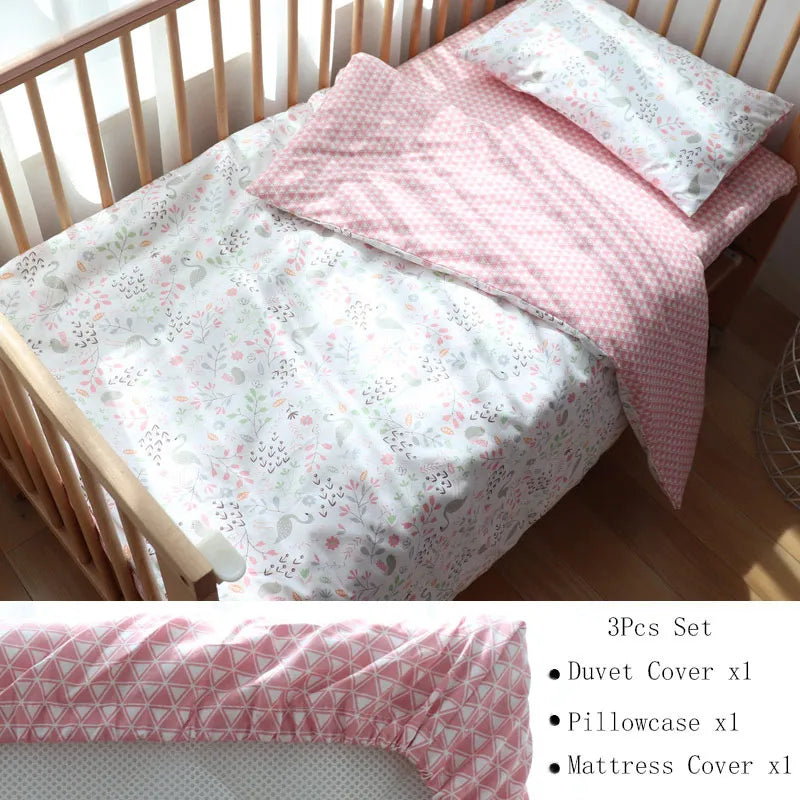 Baby Bedding Set for Newborns – 3-Piece Pure Cotton Crib Kit (Without Filler)