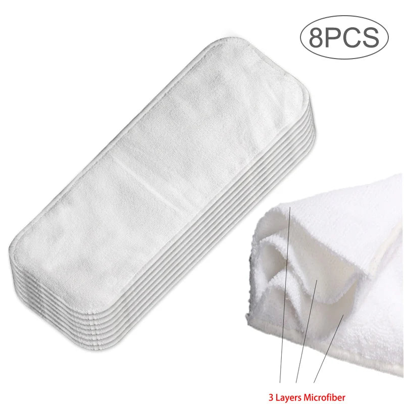 8PCS Organic Hemp Baby Cloth Diaper Inserts – Super Absorbent & Washable
