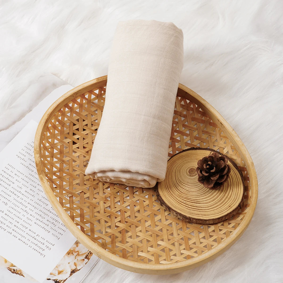 Happy Flute 120x120CM Muslin Baby Blanket – Soft Cotton & Bamboo Swaddle Towel