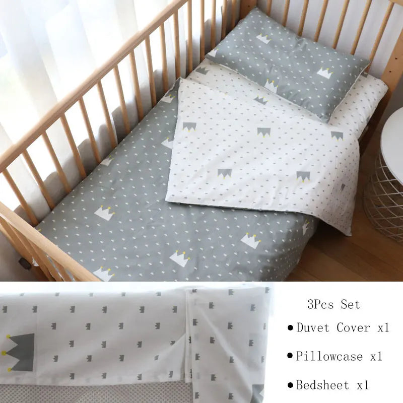 Baby Bedding Set for Newborns – 3-Piece Pure Cotton Crib Kit (Without Filler)