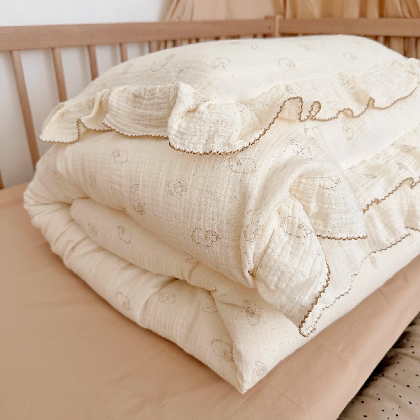 Vintage Floral Muslin Cotton Baby Crib Bedding Set – Duvet Cover & Pillowcase